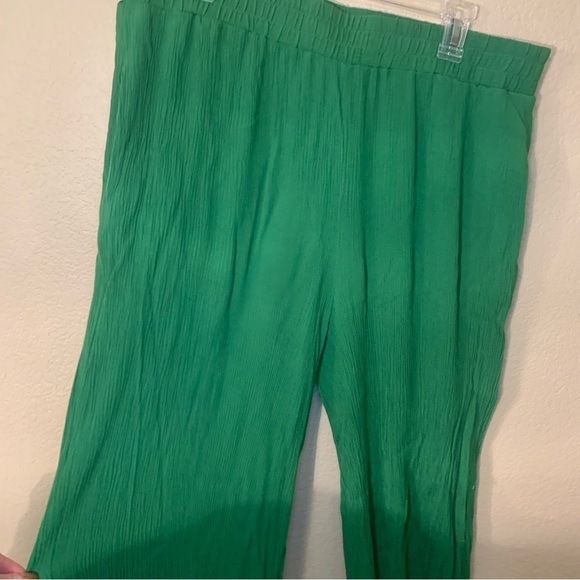 Palazzo Pants XL Emerald Green Curations QVC 100% Viscose Flowy Boho Relaxed Fit - Picture 3 of 13